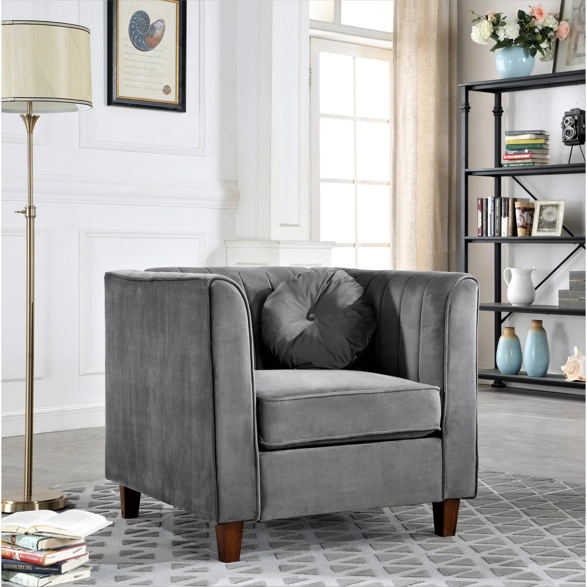 Black Velvet Chesterfield Chair E87061
