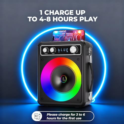 Portable Bluetooth Karaoke Speaker with 2 Wireless Microphones P1108