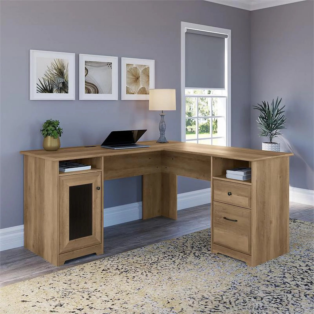 L Shaped Computer Desk in Reclaimed Pine V6360