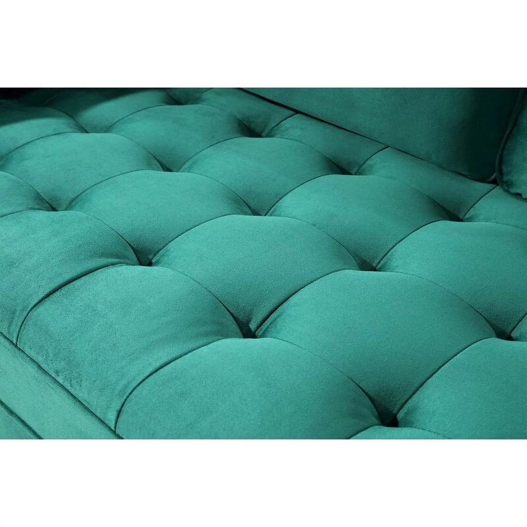 Green Velvet Square Arm Loveseat Y920