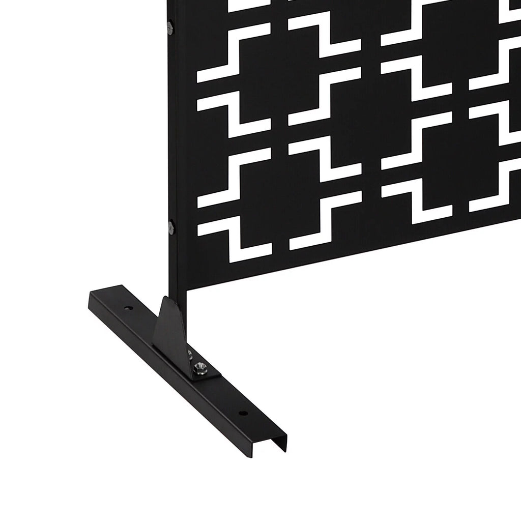 Black Metal Outdoor Privacy Screen Panel with Stand O637