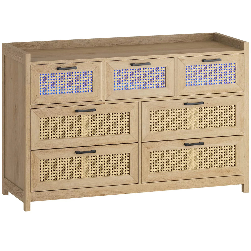Natural 7 Drawer Rattan Dresser N2169