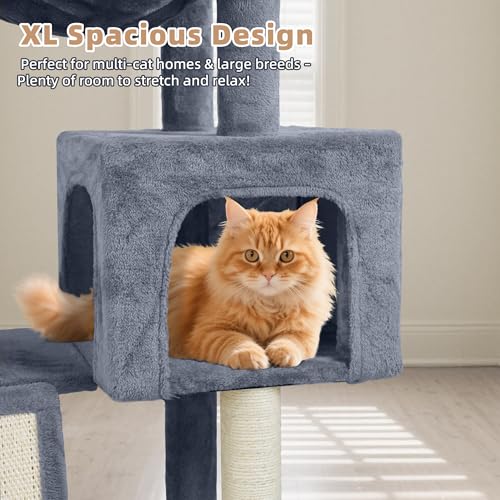 Grey Cat Tree with Condo and Hammocks S6809