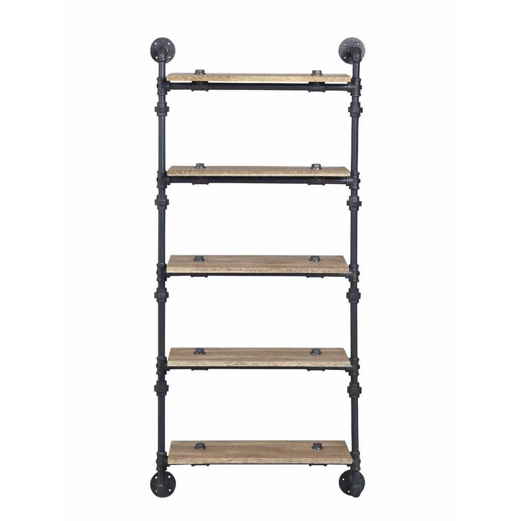 Oak and Sandy Black 5 Shelf Wall Rack M47700