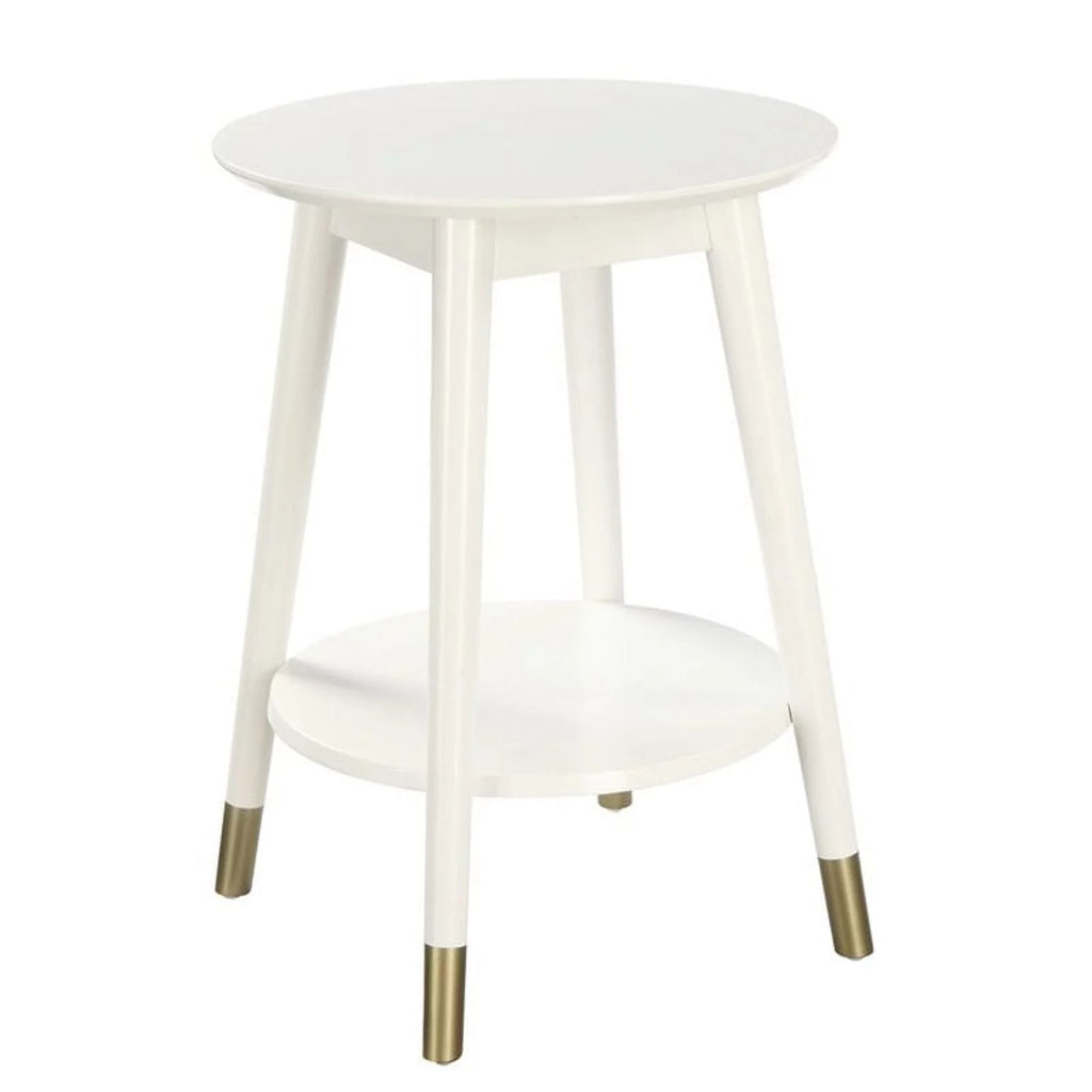 White Solid Rubber Wood Round End Table B683