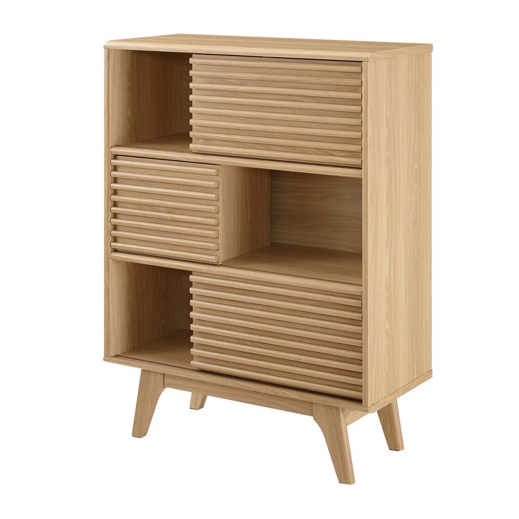 Brown Oak Wood TV Stand Console Table W566