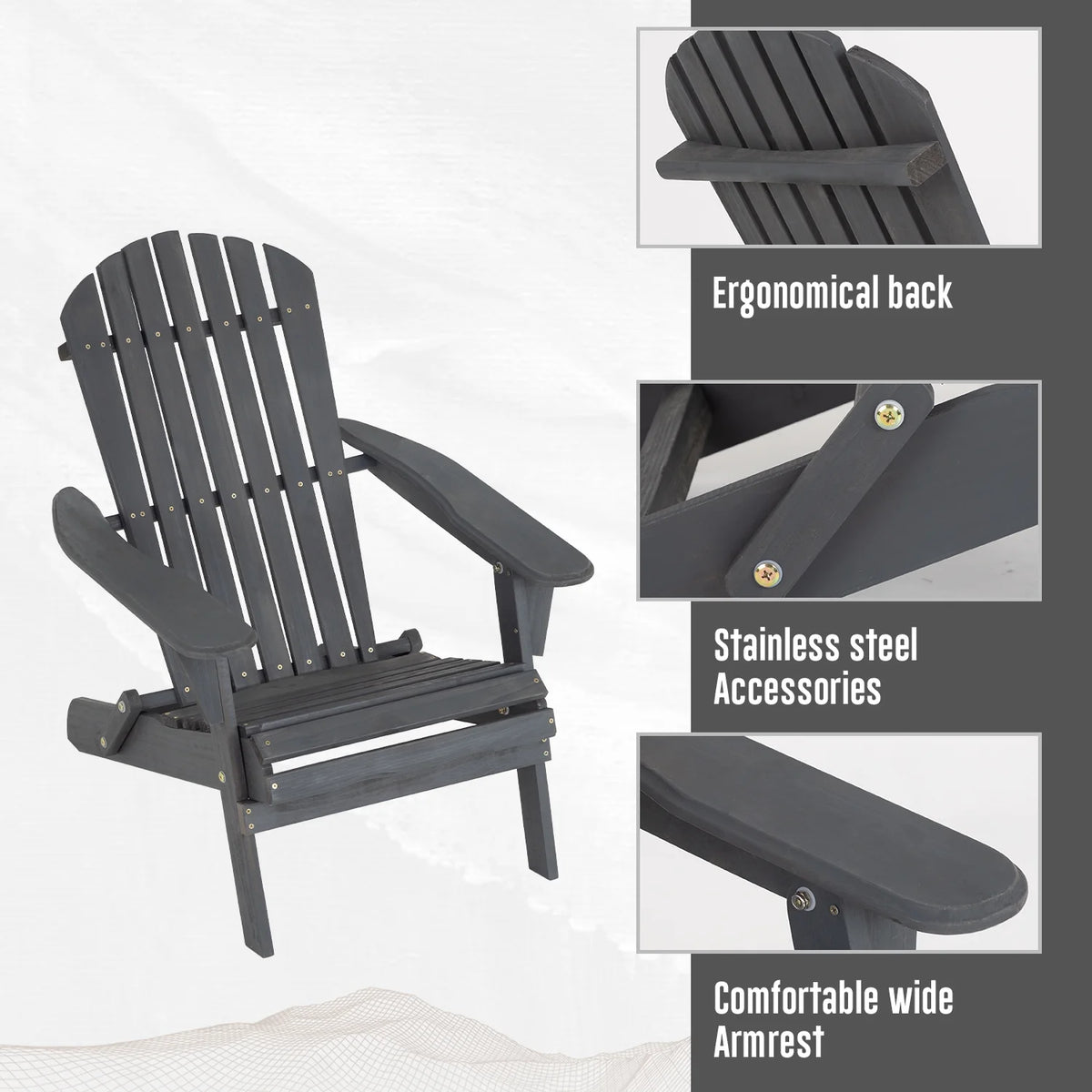 Folding Adirondack Chair Grey G5470