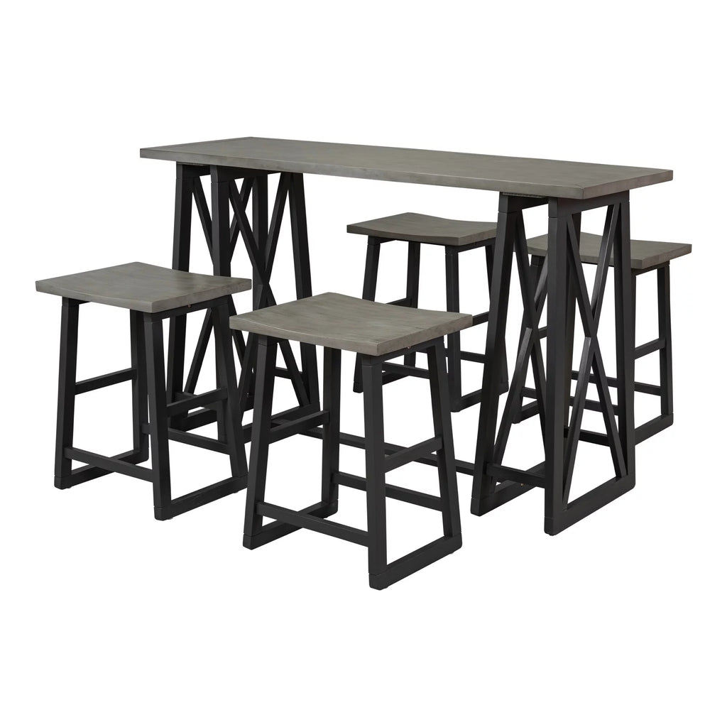 Counter Height 5-Piece Dining Set with Wood Console Table Grey Q19699