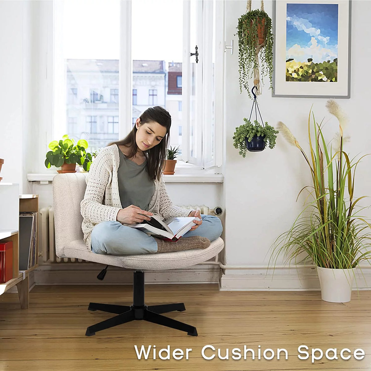 Armless Fabric Padded Swivel Office Chair P5012