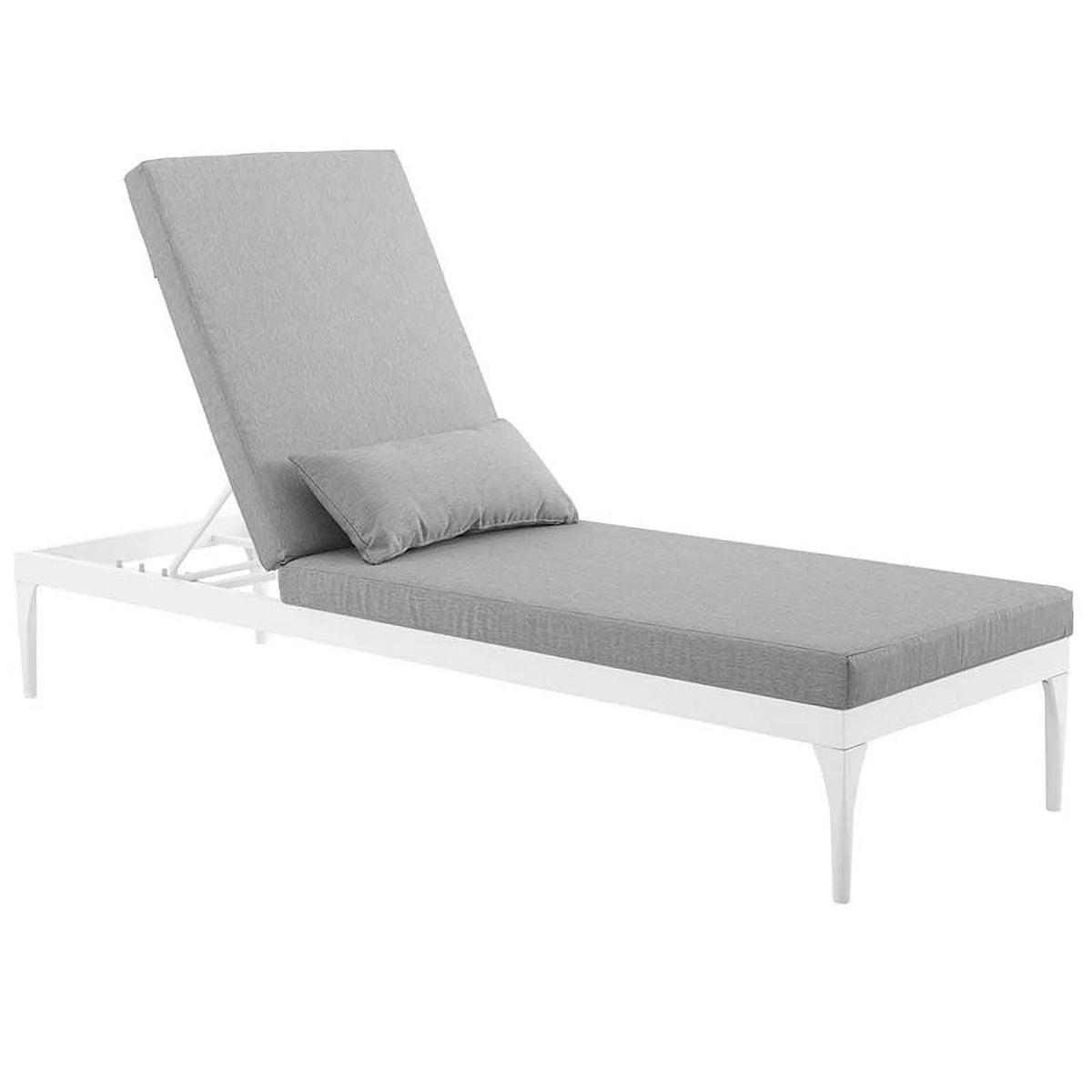 Patio Chaise Lounge in White and Gray O819359