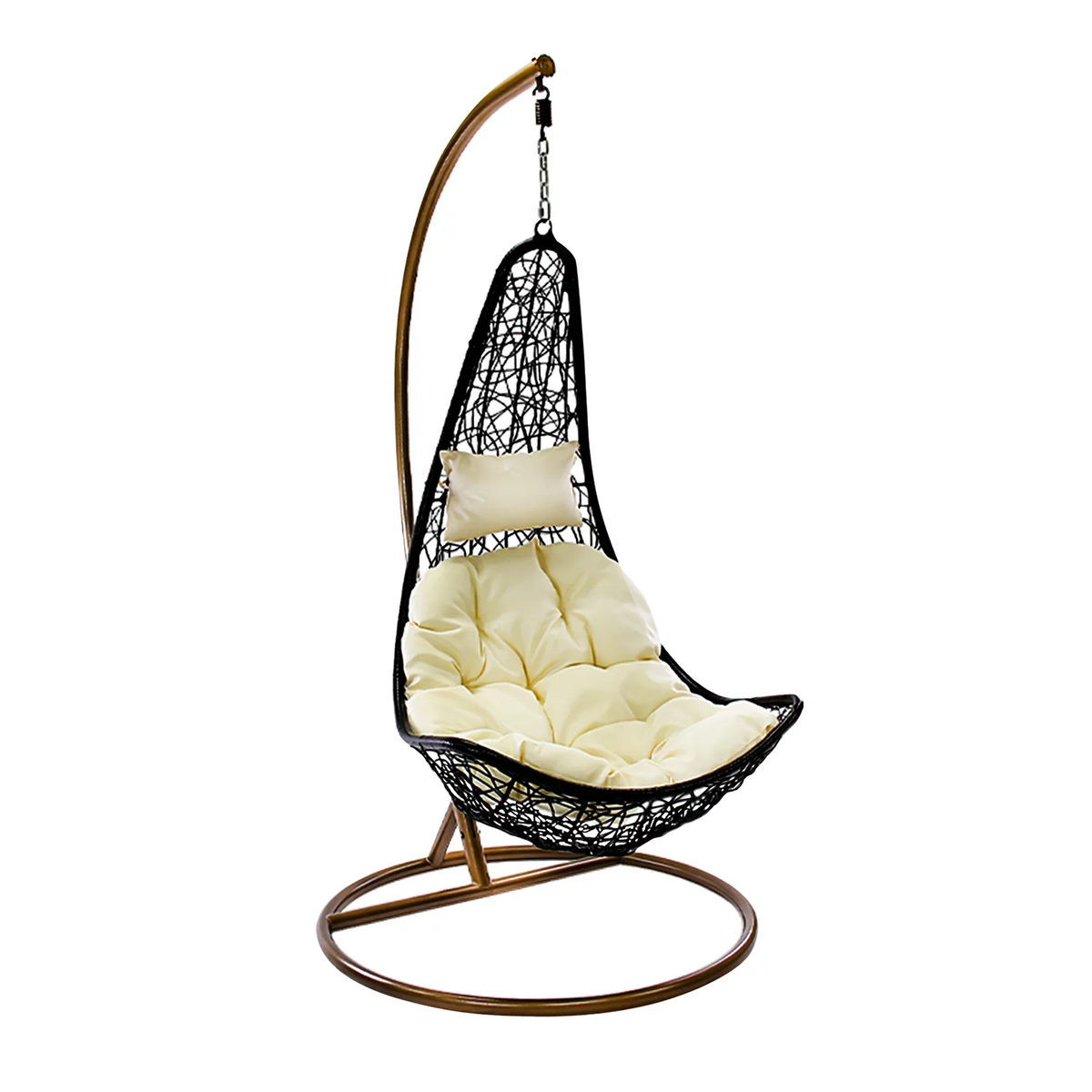 Outdoor Wicker Half Moon Swing Lounge Chair with Mat H535873