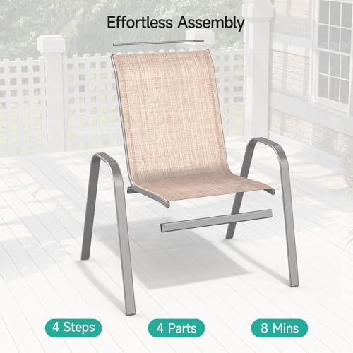 Brown Metal Stackable Patio Chairs Set of 4 V48120