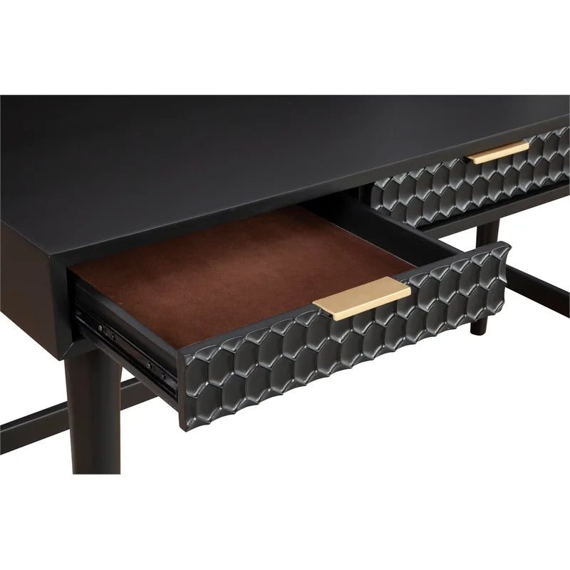 5 Drawer Chest and Wood Desk Set in Black N4465