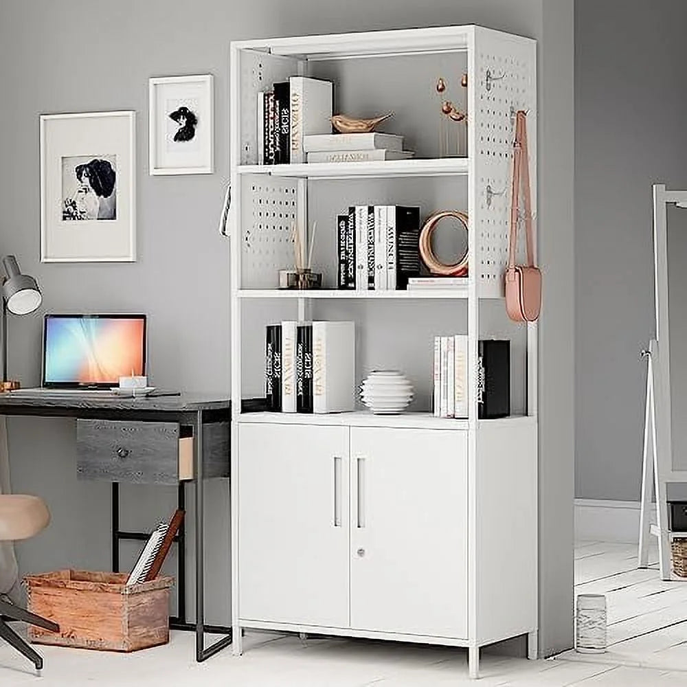 5-Tier Metal Bookshelf with Doors Z1737