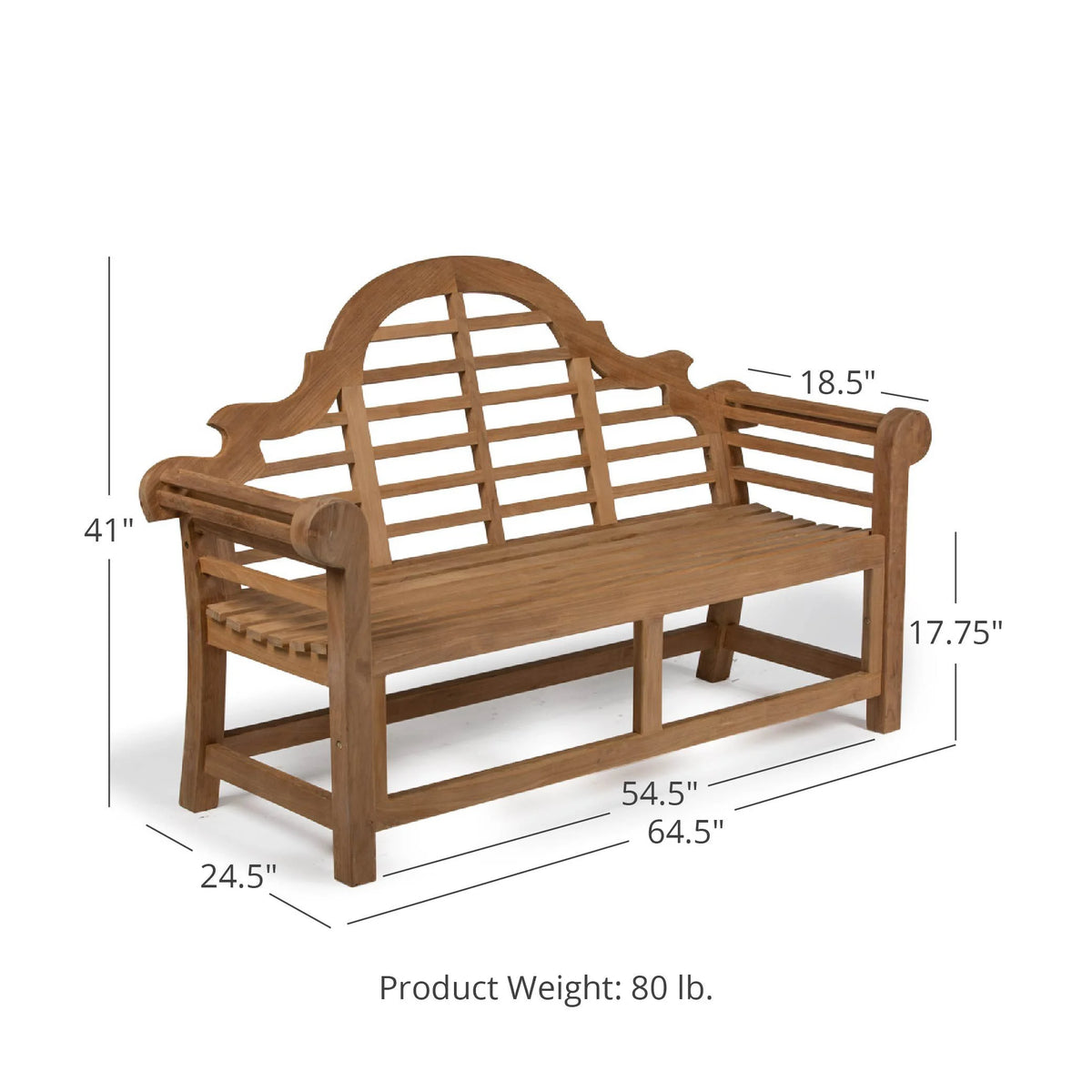 Grade A Teak 64" Lutyens Bench E80526