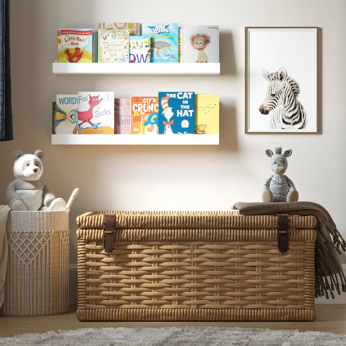 White Set of 2 Wall Floating Shelves D5288