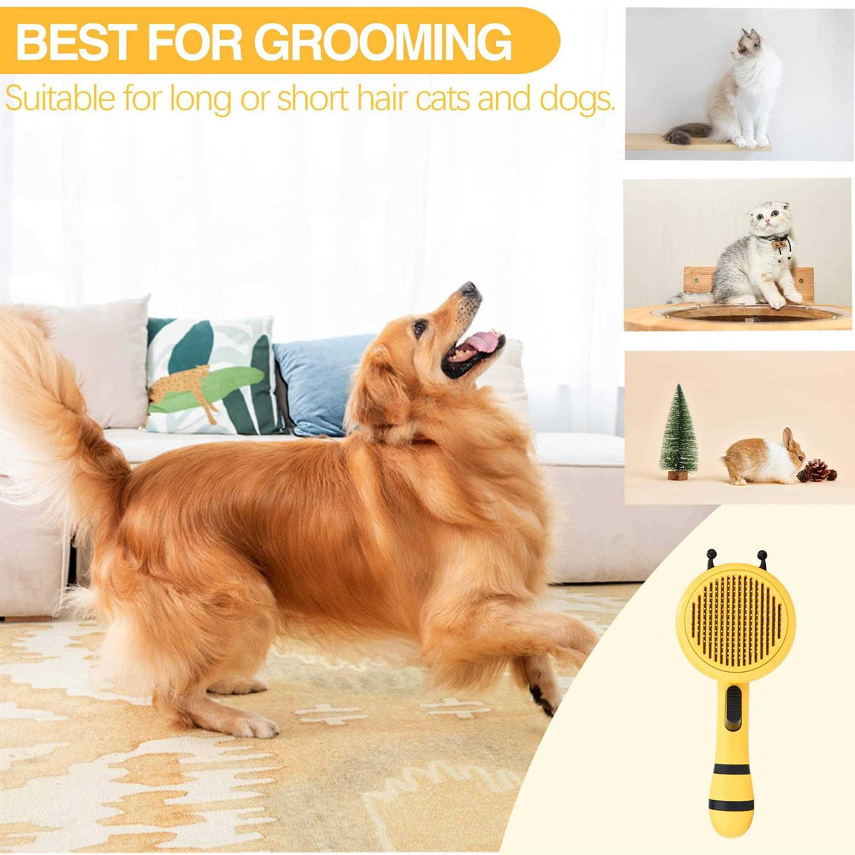 Self Cleaning Pet Slicker Brush with Release Button Z647