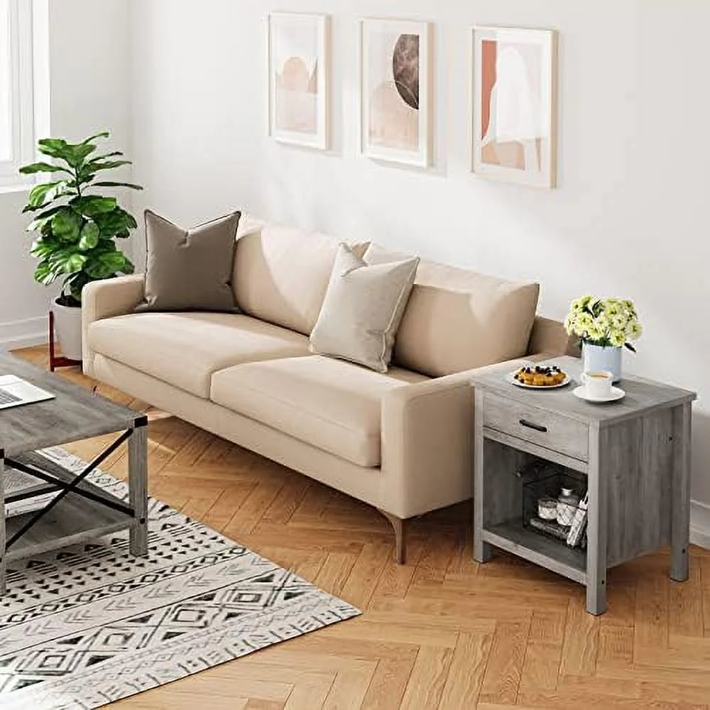 Bamboo Nightstand Set of 2 with Drawer D455