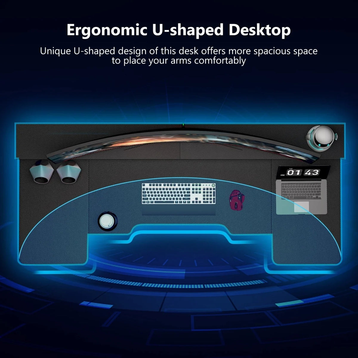 U Shaped Gaming Desk 70.8 Inches Workstation Desk L5076