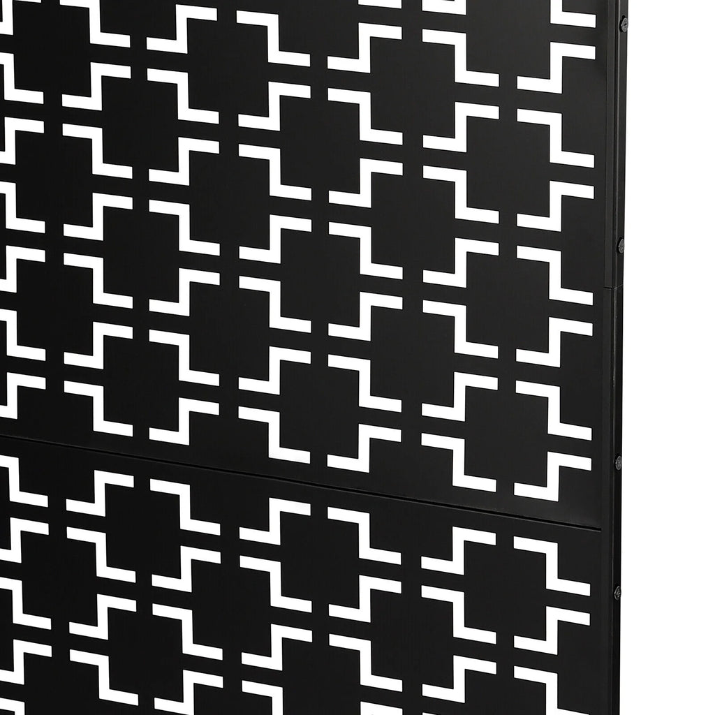 Black Metal Outdoor Privacy Screen Panel with Stand O637