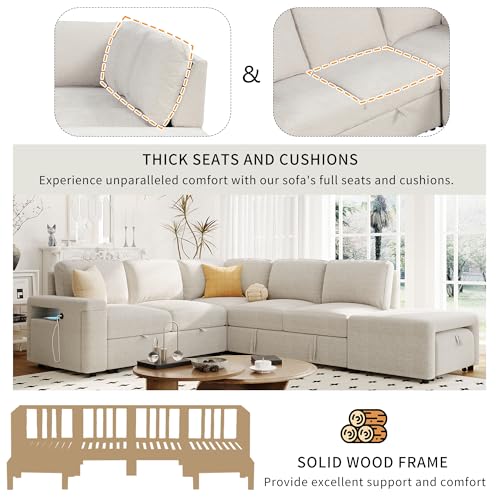 L-Shaped Modular Sofa with Storage Ottoman and Cup Holder, Gray C3117