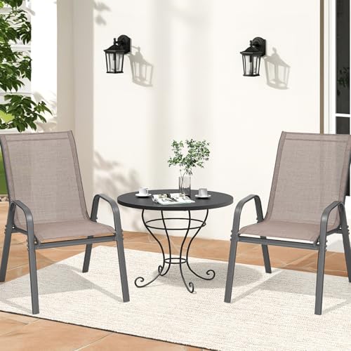 Brown Metal Stackable Patio Chairs Set of 4 V48120