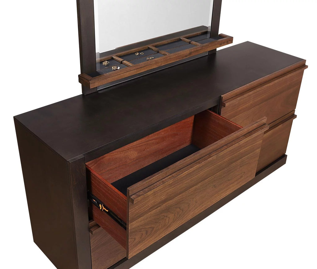 Black and Walnut 4-drawer Dresser L3131