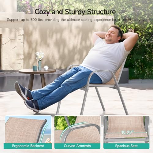 Brown Metal Stackable Patio Chairs Set of 4 V48120