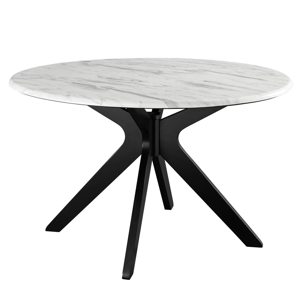 50 inch Round White Black Wood Dining Table T30766