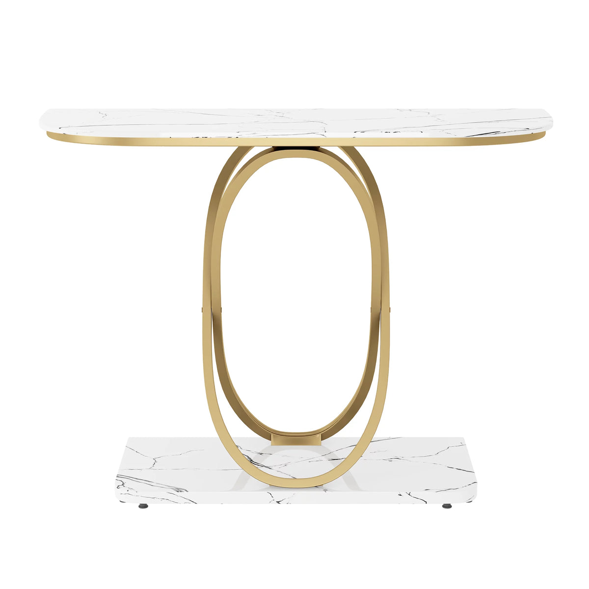 White & Gold Faux Marble Console Table X9686