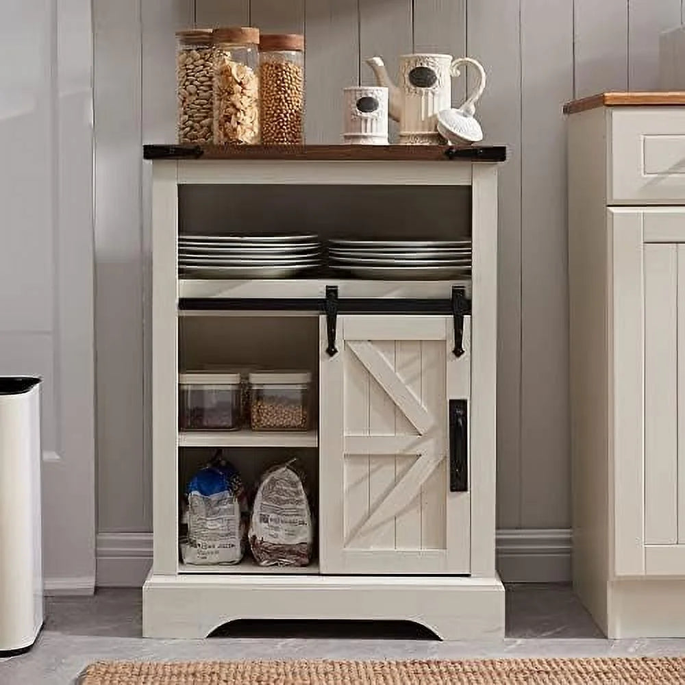 Bathroom Floor Cabinet with Sliding Barn Door & Drawers C47637