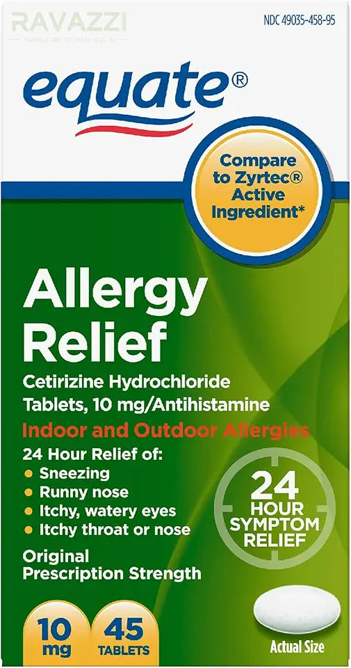 24 Hour Allergy Cetirizine Hydrochloride Tablets 10 mg 45 Count N2633