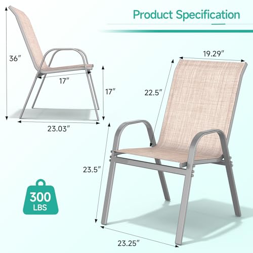 Brown Metal Stackable Patio Chairs Set of 4 V48120