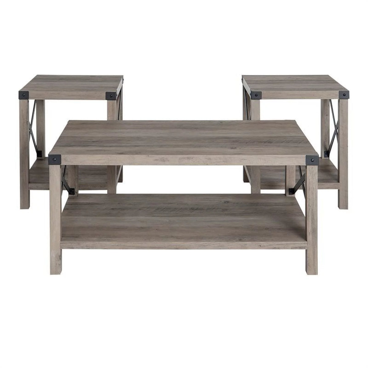 4 Piece TV Stand Coffee Table and 2 End Tables in Gray L229292