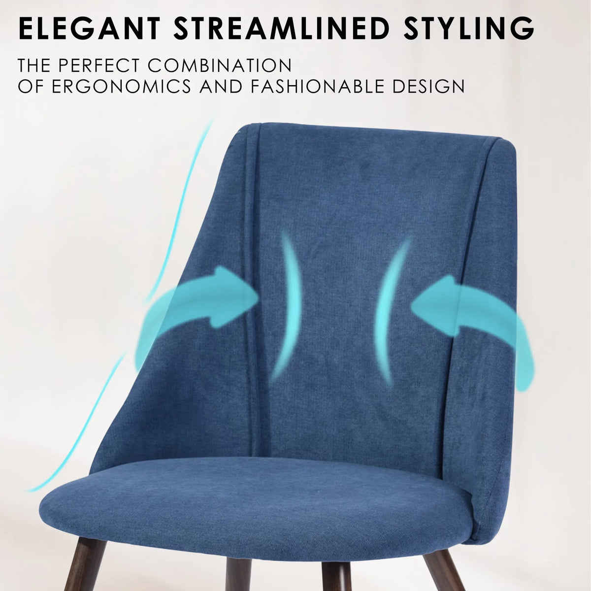 Blue Fabric Dining Chairs Set of 2 Metal Frame B755