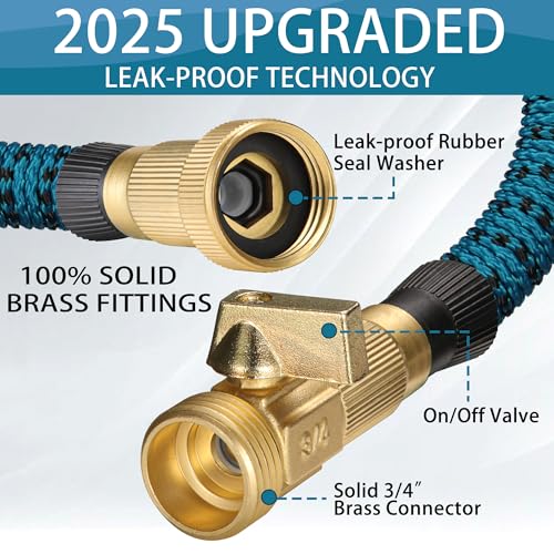 50 ft Expandable Kink Free Garden Hose with 10 Pattern Spray Nozzle N9555