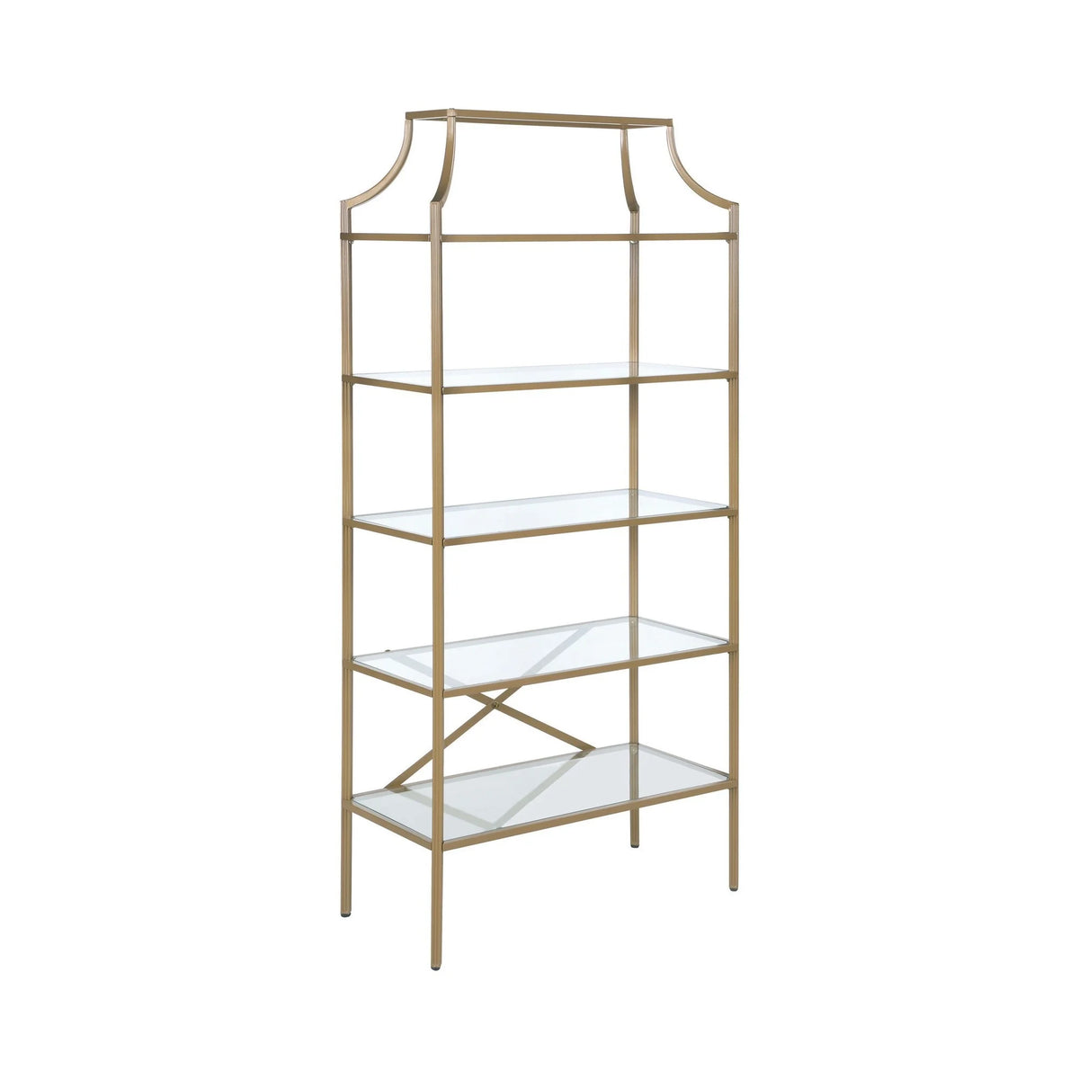 5 Tier Gold Metal Frame Bookcase A7932