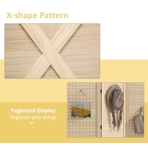 4 Panel Wood Folding Privacy Screen H78803
