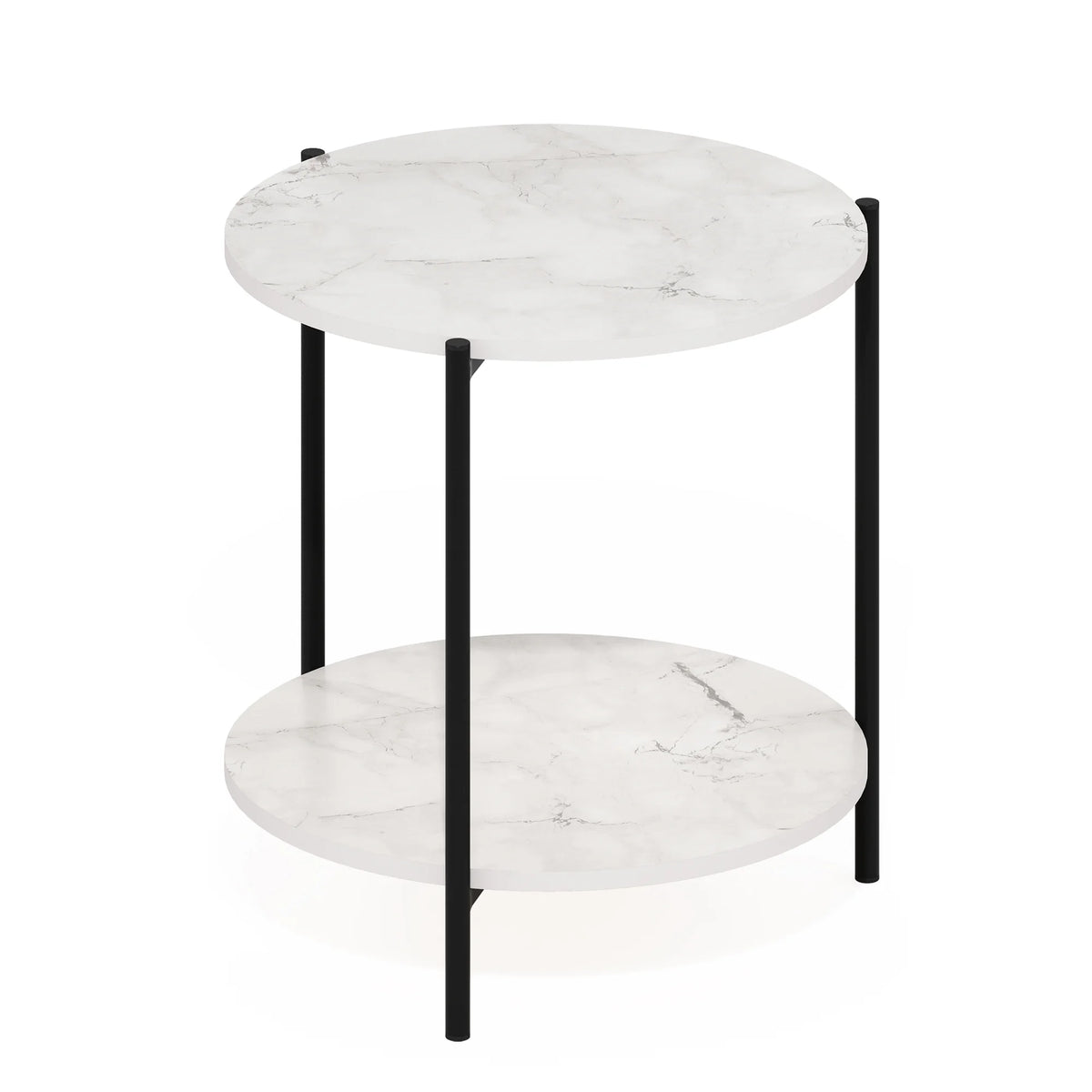 2-Tier Round Side End Table with Metal Legs I49676