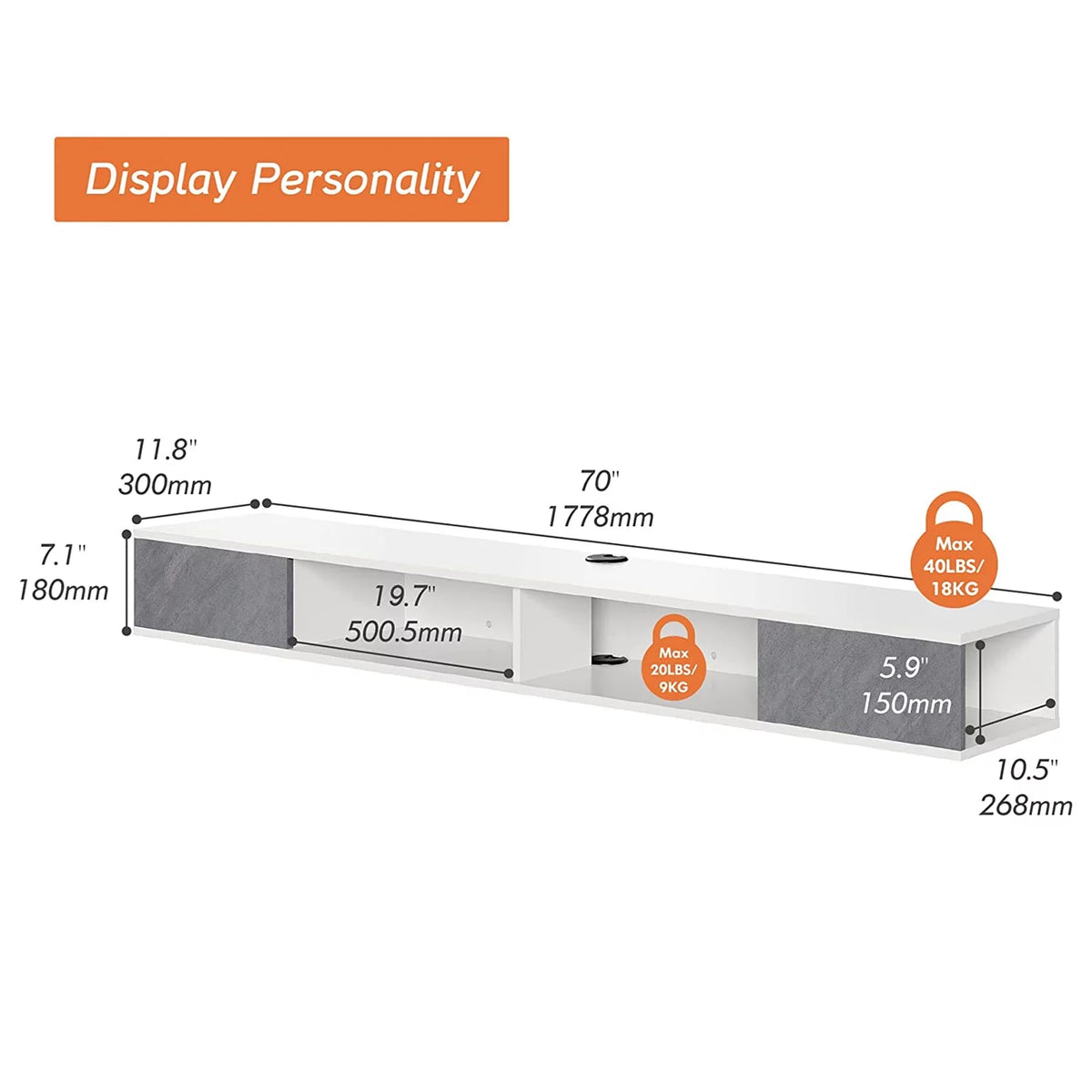 70 inch Floating TV Shelf with LED Light C93363