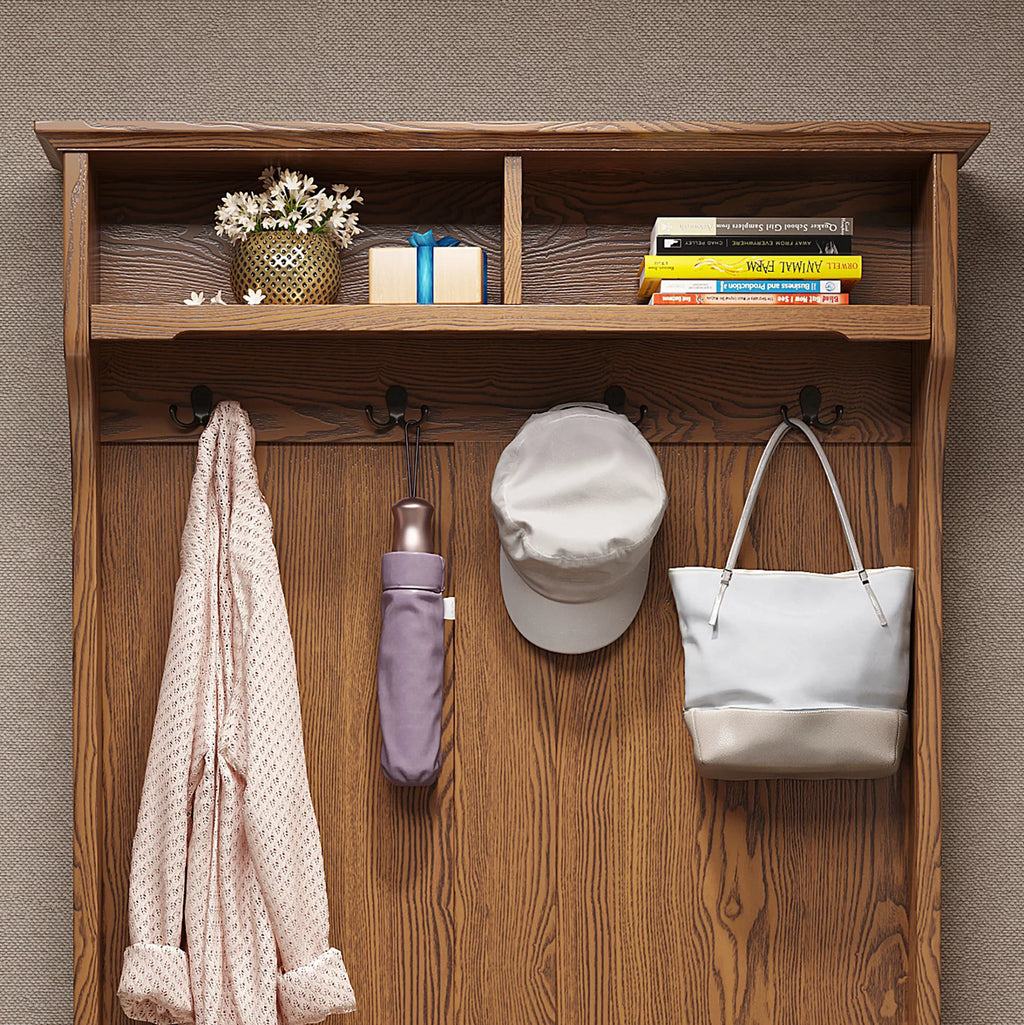 Coat Rack Hall Tree Storage Bench with Cabinet O6963