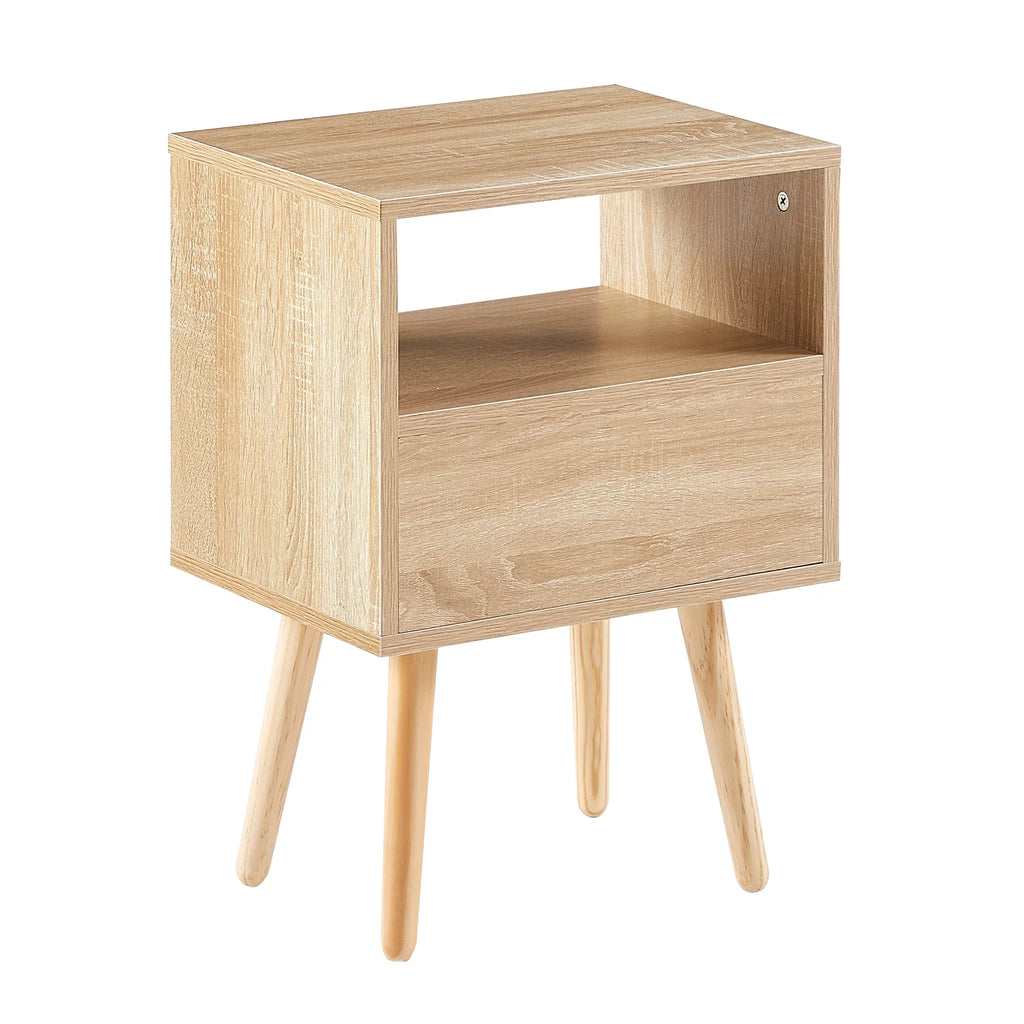 Modern Rattan Wood Nightstand with 1 Drawer Z981560