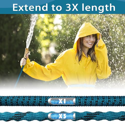50 ft Expandable Kink Free Garden Hose with 10 Pattern Spray Nozzle N9555