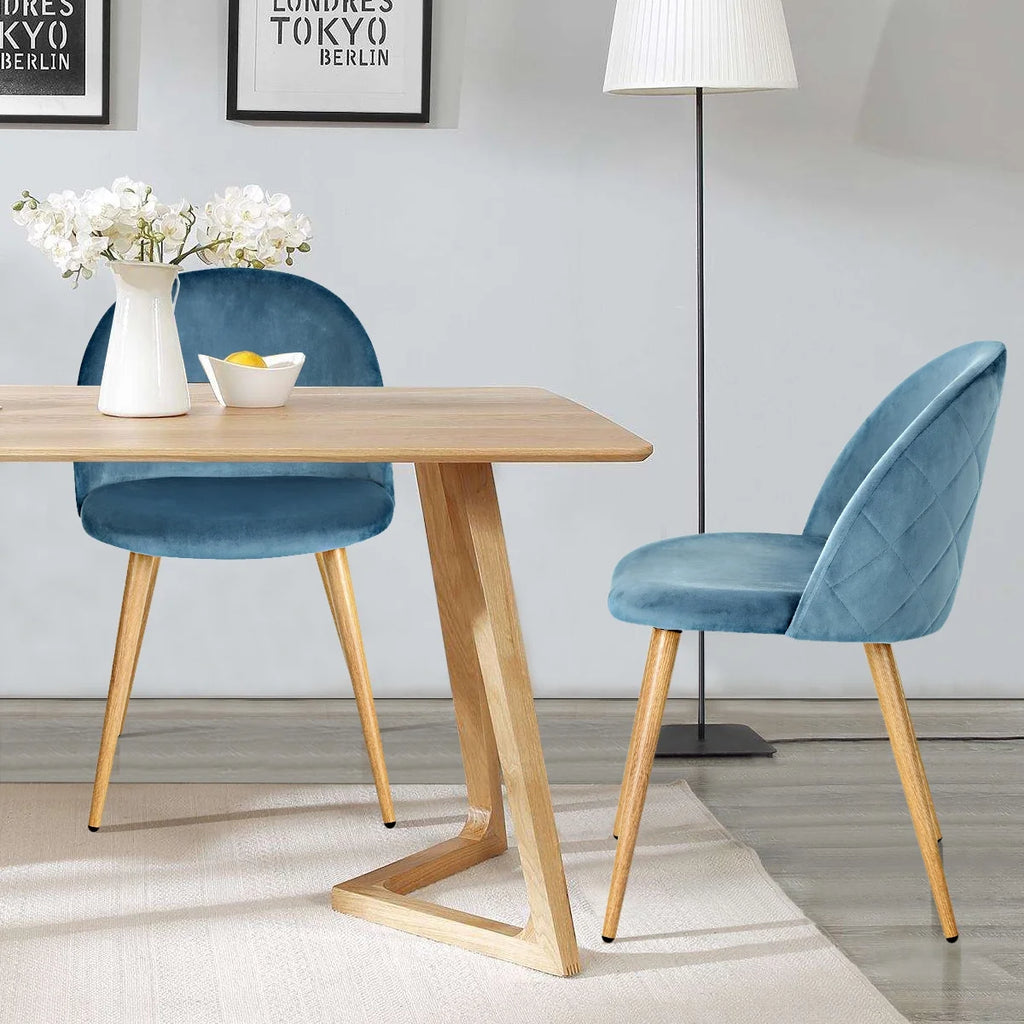 Velvet Dining Chairs Set of 2 with Backrest Blue G1487