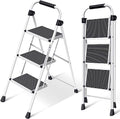 3 Step White Folding Step Stool X331277