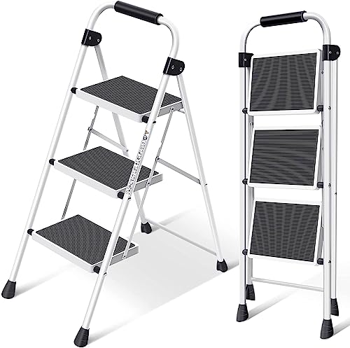 3 Step White Folding Step Stool X331277