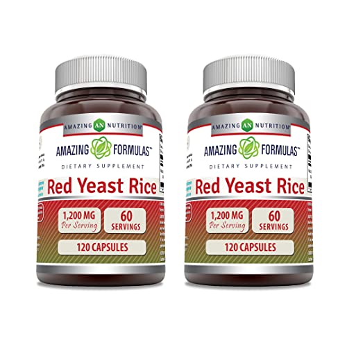 Red Yeast Rice 1200mg Capsules Supplement, 120 Count, 2 Pack I5875