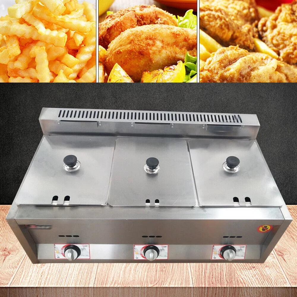 18L Propane NG Gas Fryer 3 Pan Y819