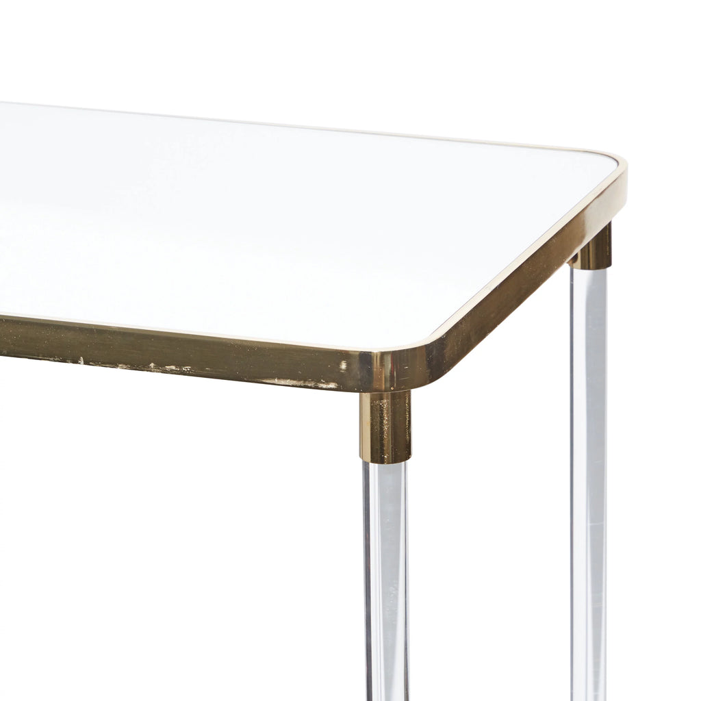 44" x 32" Gold Metal Mirrored Top Console Table Z7070