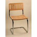 Slat Wood Chair Chrome Frame R979